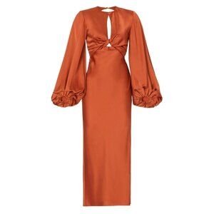 FREE SHIPPING! SIGNIFICANT OTHER - Silky Copper Demi Open Back Midi Dress